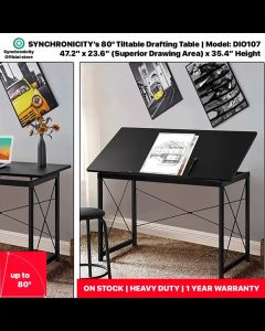 Drawing Table for Engineering or Architecture 80° Tiltable with Ledge | LUMISPARK DIO107 Metal Adjustable Angle