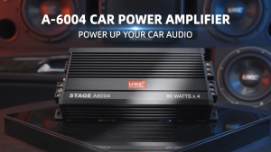 A-6004 4-Channel Car Power Amplifier 60W RMS x4 12V DC with Crossover Bass Boost Bridgeable 4/3/2 Channel