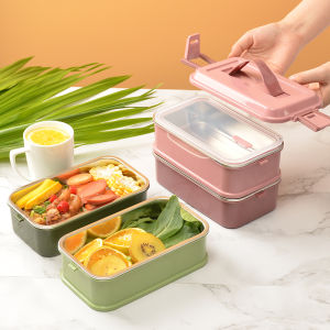 Portable 304 Stainless Steel French Style Microwave Safe Lunch Box Sealed Student White Collar Bento Box Insulated Food Container