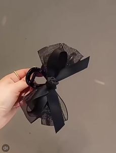 Kẹp Tóc Nơ Đen Trong Suốt Sang Trọng Phụ Kiện Tóc Cao Cấp Dành Cho Nữ Kẹp Tóc Trang Trí Phía Sau Đầu