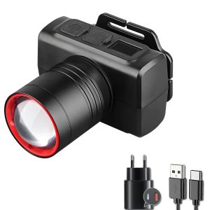 Tactical Zoom LED Headlamp - USB Rechargeable Powerful Sensor Light for Night Fishing Hunting Emergency (Super Brightness)