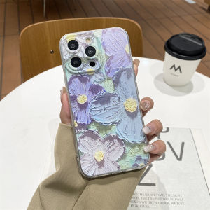 CrashStar MagSafe Oil Painting Flowers Artistic Soft Phone Case For iPhone 15 14 Pro Max Plus 13 12 11 Pro Max Wireless Charging Fashion Phone Casing Cover With Full Cover Lens Camera Protection