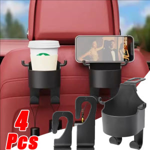 4/2pcs 3-in-1 Car Seat Water Cup Holder Storage Box / Universal Seat Headrest Cup Holder with Hook /  Auto Interior Accessories