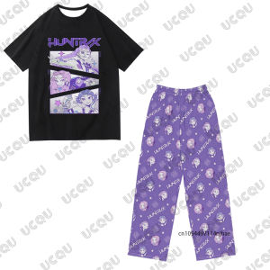 KPop Demon Hunters Huntrix Print Children Tracksuit T Shirt+Pajamas Pants Set Casual Couples Suit Kids/Adult 2 Piece Outfits
