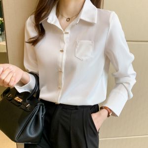 White Shirt Womens Professional Anti-Wrinkle No-Iron Interview Workwear Commute Formal Top Long Sleeve White Blouse