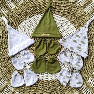 1set Topi Dan Sarung Tangan Kaki Bayi Terbaru 0-6 Bulan