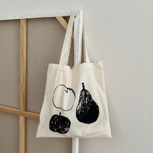 กระเป๋าผ้าฝ้ายลายผลไม้แบบสะพายไหล่ข้างเดียวสำหรับการถ่ายภาพ กระเป๋าเดินทางแบบลำลองสำหรับวัยรุ่น ความจุขนาดกลาง