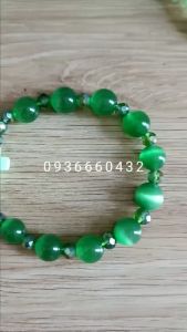 Chuỗi tràng hạt mân côi 10 hạt 10 li mã não đeo tay quà tặng công giáo xanh lá