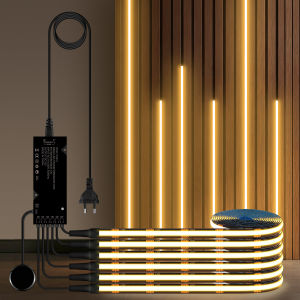 Smart Penetrable Wood COB LED Strip Light Touch Dimmable Black PCB For Acoustic Slat Grille TV Backlight Wall Panel Cabinet Deco