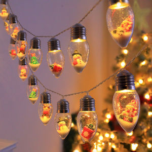 10/20 Xmas LED Christmas Snowball Bulb String Lights With Christmas Santa Claus Snowman Tree Gifts Mix Battery Powered Light