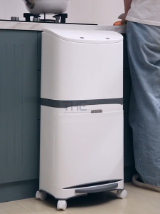 THE 2 Tiers Movable Household Sorting Trash Can Large Garbage Storage Box Plastic With Wheels