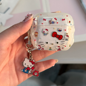 Sanrio | Cute Sanrio Hello Kitty Bowknot Earphone Case For Airpods 4 2 3 1 Pro 2 3 Wireless Bluetooth Headset Protective TPU Cover