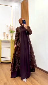 COD Alina Dress Ceruty Babydoll Brokat Gamis Dewasa Terbaru Viral Dress Wanita Kondangan Kekinian