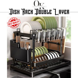 Dish Rack Two layer Multi-Functional Kitchen Organizer Bowl Plate Storage Rack Draining With Tray Rak Pinggan Mangkuk