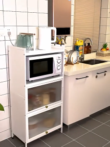 【2025 New】Kitchen Dust Cabinet Rack Organizer Multi-layers Storage Cabinets Rustproof Storage Cabinet Dustproof Storage Cabinet Carbon Steel Multi-function Rack Enclosed Rack Multi-function Rack