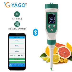 RCYAGO Đồng hồ đo độ ph Bluetooth kèm ứng dụng-dải đo 0-14 pH chống nước IP67 điện cực tháo rời được dành cho đất phô mai thịt chất lượng nước