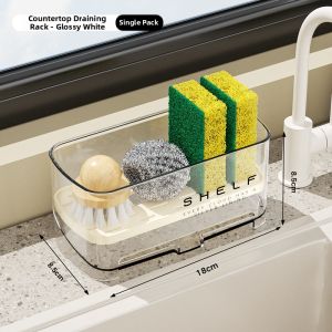 TEKANAI | Sink Drain Sponge Storage Rack Narrow Edge Design