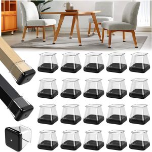8/16/24pcs Upgraded TPE Furniture Feet Protectors with PC Base Black Non-Slip Chair Leg Caps for Carpet Use