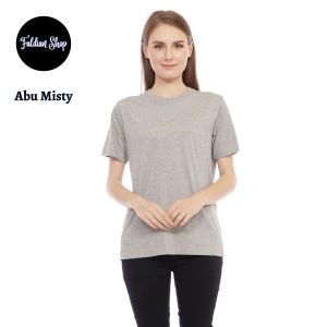 Kaos Polos Wanita Oneck Lengan Pendek Bahan Katun Combed 30s Warna Abu Misty
