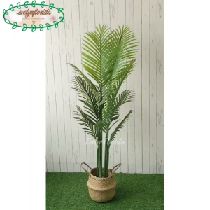Pohon Hias Plastik Daun Palem T150 Cover Pot Keranjang Anyaman Belly Hiasan Sudut Ruang Aesthetic