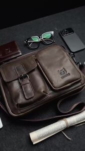 Túi Đeo Chéo Nam Da Thật BULLCAPTAIN Kiểu Dáng Thời Trang Công Sở Có Ngăn Đựng Laptop Khóa Kéo.