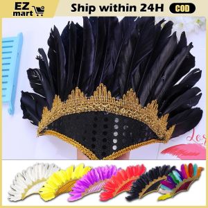 Feather Headdress Headpiece Headwear for Fancy Dress Party Carnival Costume Chief Headdress Childrens Day Performance Clothing Colored Headwear