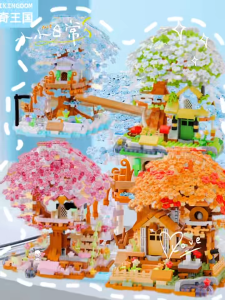 690PCS Bricks Flower 3D Susun Mainan Anak Sakura Rumah Pohon