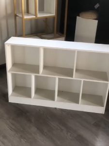 Wooden Bookshelf Divided Storage Cabinet Floor Standing Book Shelf Space Saver for Living Room