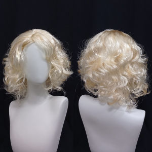 Mũ Tóc Ngắn Vàng Xoăn Thời Trang Cho Nữ Biểu Diễn Mái Tóc Dài Vai Sóng Lớn Toàn Bộ Đầu Mũ Tóc Giả