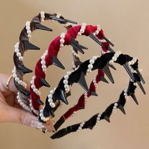 Elegant velvet Fabric Pearl Headband for Woman Temperament Non-slip Hair Band Fashion Girl Face Washing Headband Hair Accessorie