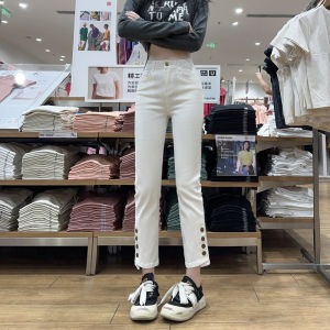 High Waist Black Denim Jeans Womens Mini Size Autumn Elastic Slim Nine Point Smoke Tube Pants Straight Leg High Waist Jeans