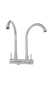 Vòi rửa chén gắn tường 2 đầu xả inox 304 Hobby home decor G2D