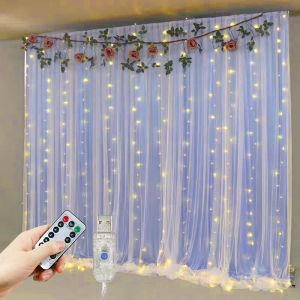 8 Modes Curtain Lights String USB Plug Romantic Wedding Scene LED Lights Christmas New Year Home Birthday Holiday Decoration