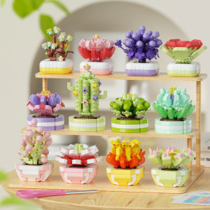 Succulent Potted Plant Building Block Bricks Toy Assembly Particle Children Development Education Collection Toys Puzzle Boys And Girls Birthday Gifts Kids toys