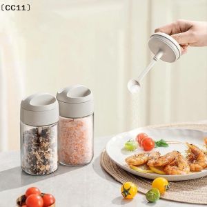 1Pcs Sealed Glass Seasoning Jar Quantified Moisture-proof Salt Storage Container With Spoon Seasoning Box Restaurant〔CC11〕