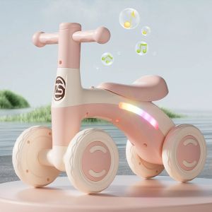 Anti-Tip Baby Balance Bike อายุ 1-3 4 ล้อ Silent Glider Walker ของเล่นเด็กวัยหัดเดินการฝึกอบรม Ride-On พร้อมความปลอดภัยล้อในร่มกลางแจ้ง