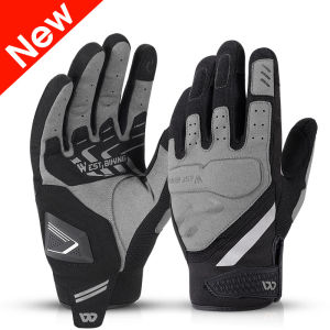 West Biking | WEST BIKING Retro Full Finger Cycling Gloves Touch Screen Shock Absorbing Motorcycle Gloves Breathable Non-Slip MTB Bike Gloves