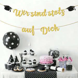 YOMDID Graduation Banner Glitter Wir Sind Stolz Auf Dich Party Banner 2026 Graduation Congratulations Festive Party Decorations