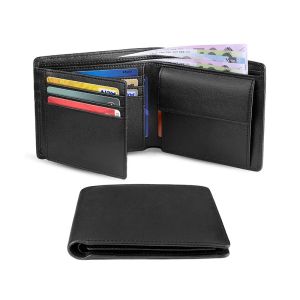 Ví Nam Mỏng Ngăn Chặn RFID Da Thật Có Ngăn Đựng Tiền Xu 2 Ngăn Đựng Tiền Giấy 10 Ngăn Đựng Thẻ Tín Dụng Ví Ngắn Thời Trang