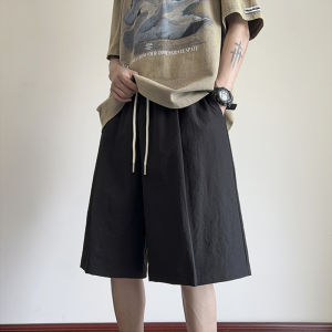 Khaki Cool Feeling Ice Silk Shorts Mens Summer American Retro Sports Casual Five-Point Pants Trendy Brand Thin Middle Pants