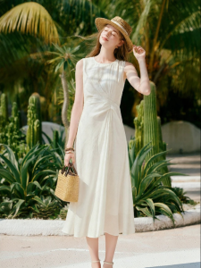 XIANGYING | Sleeveless Pleated Waist Party Dress