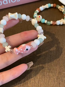 Gelang Manik-manik Katak Ikan Kecil Segar dan Lucu Gelang Siswa Elastis Manis Gelang Serbaguna🔥Lovelylife