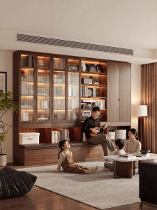 Luxury Retro Style Oak Bookcase with Glass 1 pc