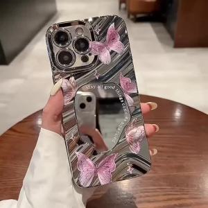 Luxury Flower Make Up Mirror Phone Case For iPhone 13 11 15 14 16 Pro Max 12 16promax 15promax 14promax Shockproof Funda Cover