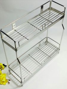 [HCM]Kệ gia vị cầu thang đứng 2 tầng inox La