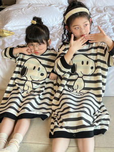 Spring Autumn Pure Cotton Long Sleeve Childrens Nightgown Breathable Home Clothes Girls Cute Sleepwear Outerwear Pyjamas