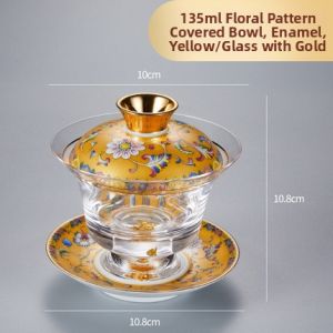 Enamel Floral Porcelain Lidded Teacup