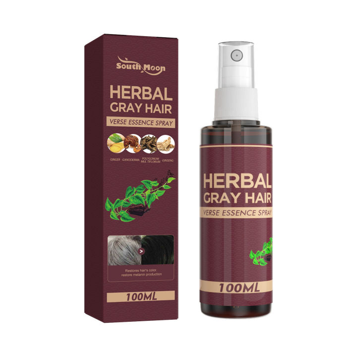 【Hot Sale】South Moon Hair Darkening Spray Anti White Hair Herbal Hair Care Serum Blacken Hair Reduce Gray Hair Scalp Nourish Glitter Anti White Hair Spray Herbal Gray Spray Repair Hair Scalp Care Nourish Treatment White To Black Hair Growth Serum(100ml)