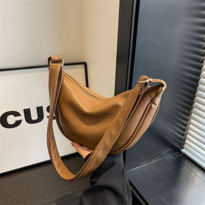 Vintage PU Leather Crossbody Bag Womens New Trendy Dumpling Bag Lightweight Small Shoulder Armpit Bag Casual Shoulder Crossbody