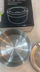 Gạt Tàn inox Dạng phễu Dáng Đẹp Cao Cấp Bằng Kim loại Inox 304 Trắng Bạc Size 12cm